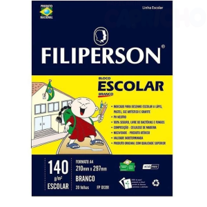 BLOCO ESCOLAR BCO 140G/M2 210X297MM(A4)  20FLS