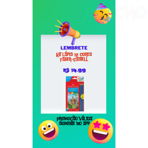 LAPIS DE COR 12 CORES + 3 LAPIS GRAFITE FABER-CASTELL